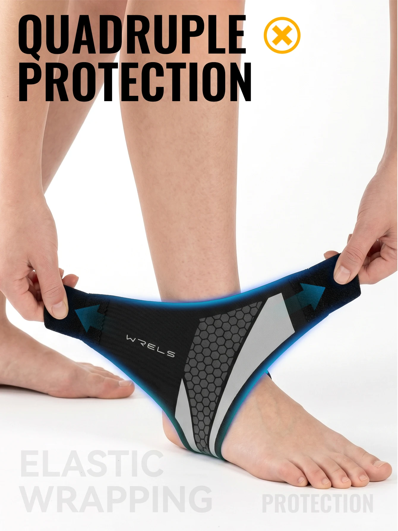 WRELS Ankle Brace Compression Sleeve Slim Fit Breathable Adjustable Basketball Running Football Gym Athletic Sport Ankle Support