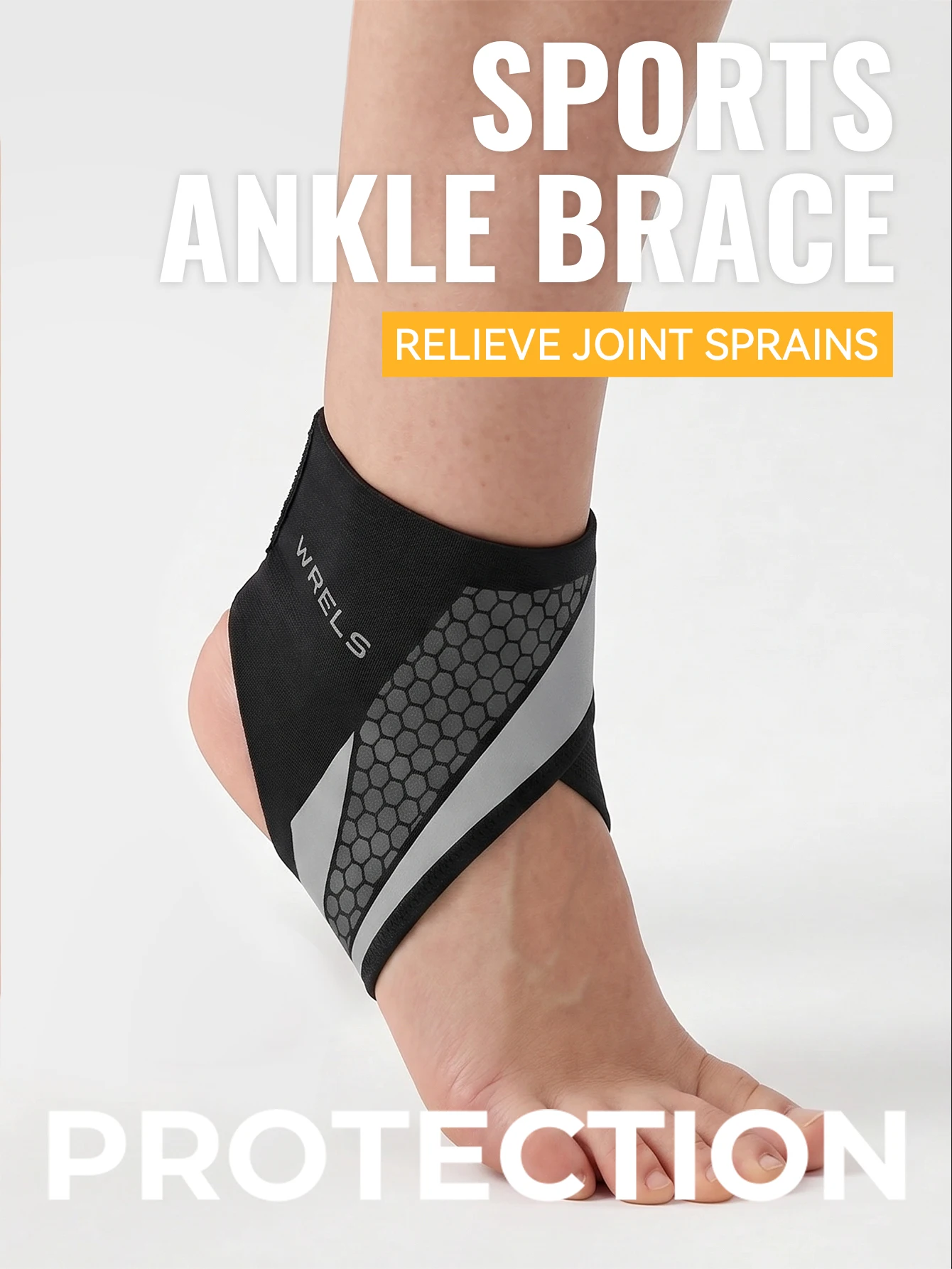 WRELS Ankle Brace Compression Sleeve Slim Fit Breathable Adjustable Basketball Running Football Gym Athletic Sport Ankle Support