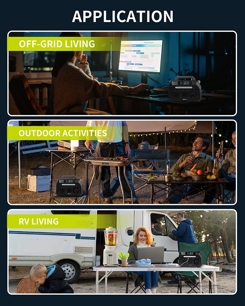 IEE 800W Portable Power Station, 512Wh LiFePO4 Generator, 1600W Peak Solar Generators, 800 Wat Power Source, 2x800W AC Outlets Lightweight & Quiet Solar Generator for Camping, Home Emergency, RV & Outdoor Travel