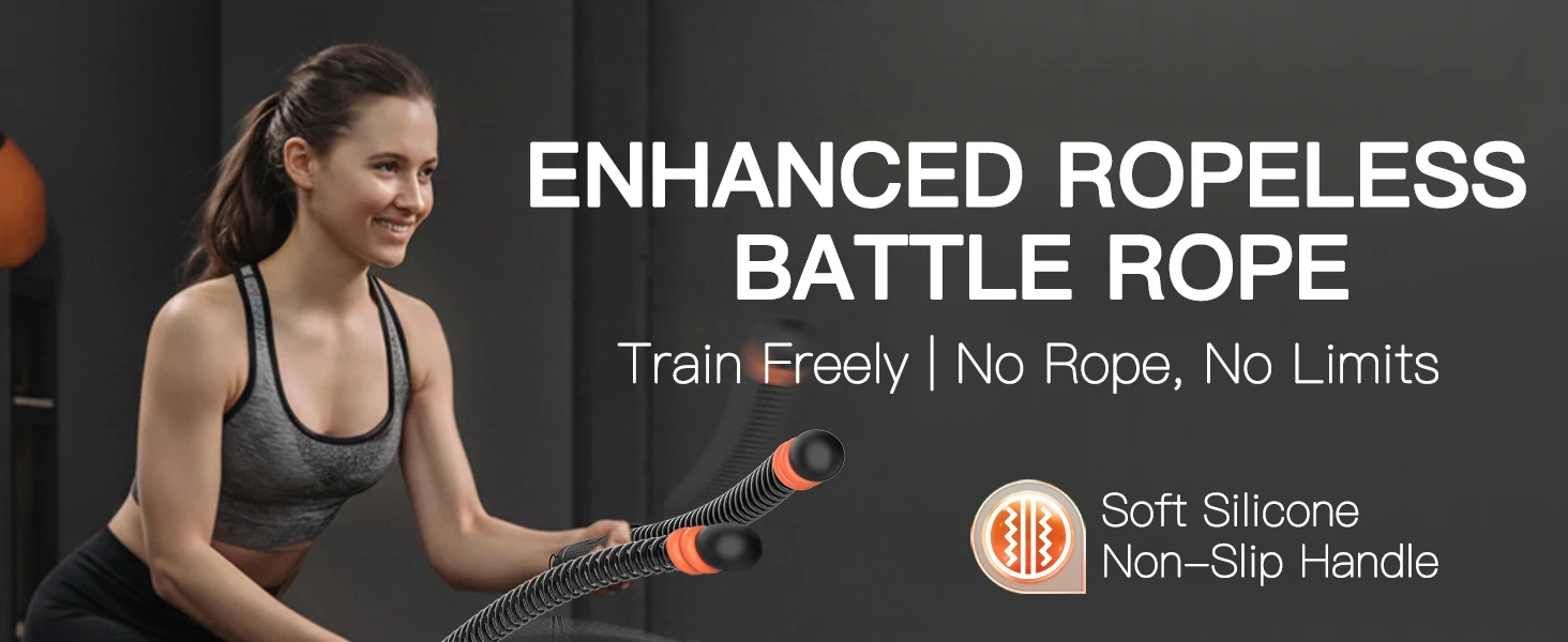 Ropeless Battle Ropes for Home Gym (2-Pack), Quiet & Space-Saving Cordless Battle Ropes for Full-Body Training, Strength, HIIT