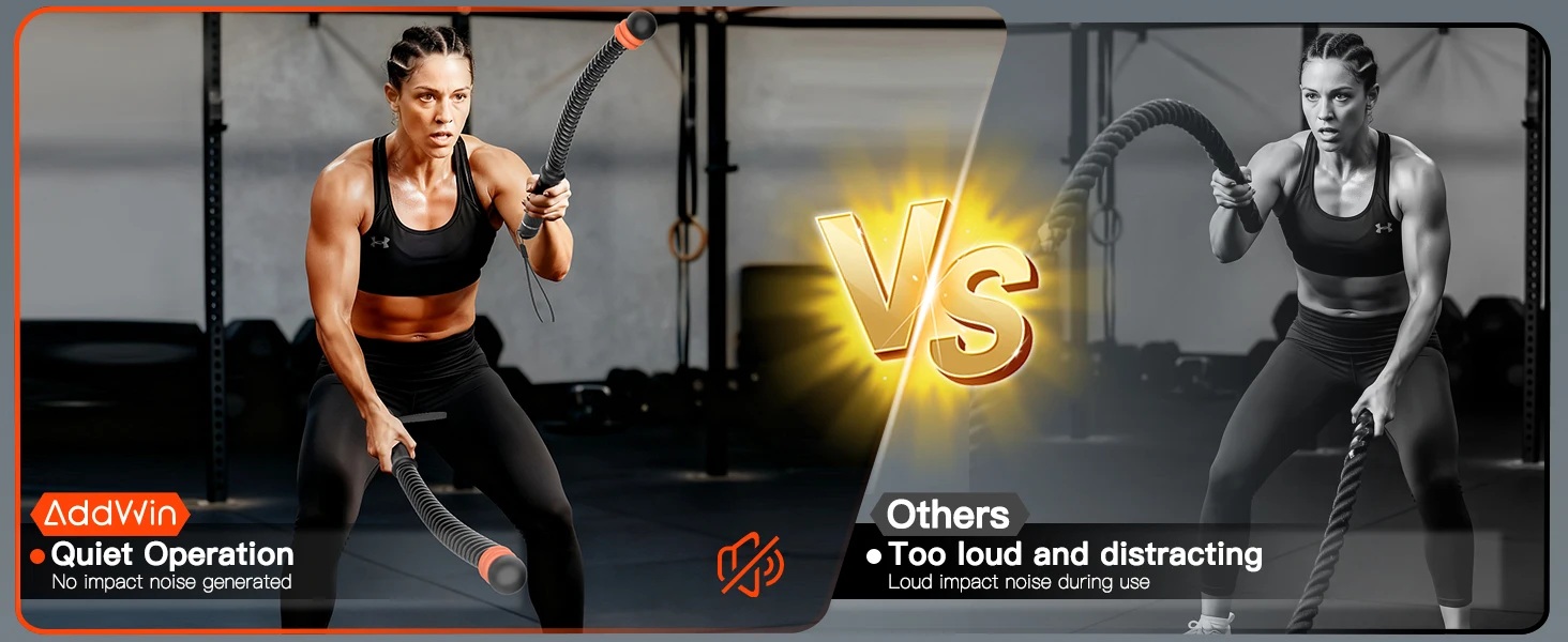 Ropeless Battle Ropes for Home Gym (2-Pack), Quiet & Space-Saving Cordless Battle Ropes for Full-Body Training, Strength, HIIT