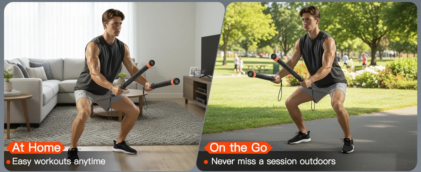 Ropeless Battle Ropes for Home Gym (2-Pack), Quiet & Space-Saving Cordless Battle Ropes for Full-Body Training, Strength, HIIT