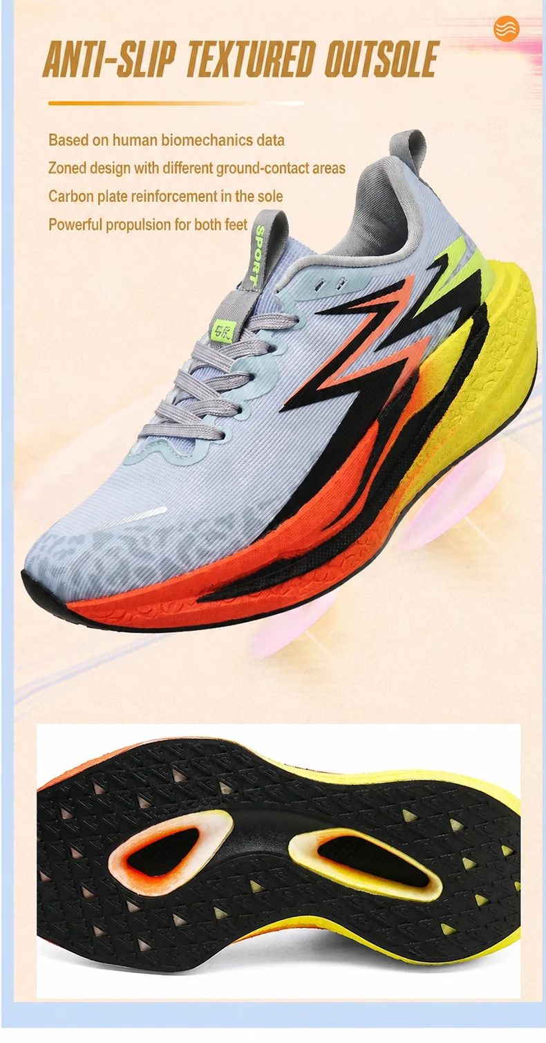 Men's Marathon Running Shoes Carbon Board Air Cushion Breathable And Lightweight Women's Comfortable Sports Non-Slip Sports Shoe