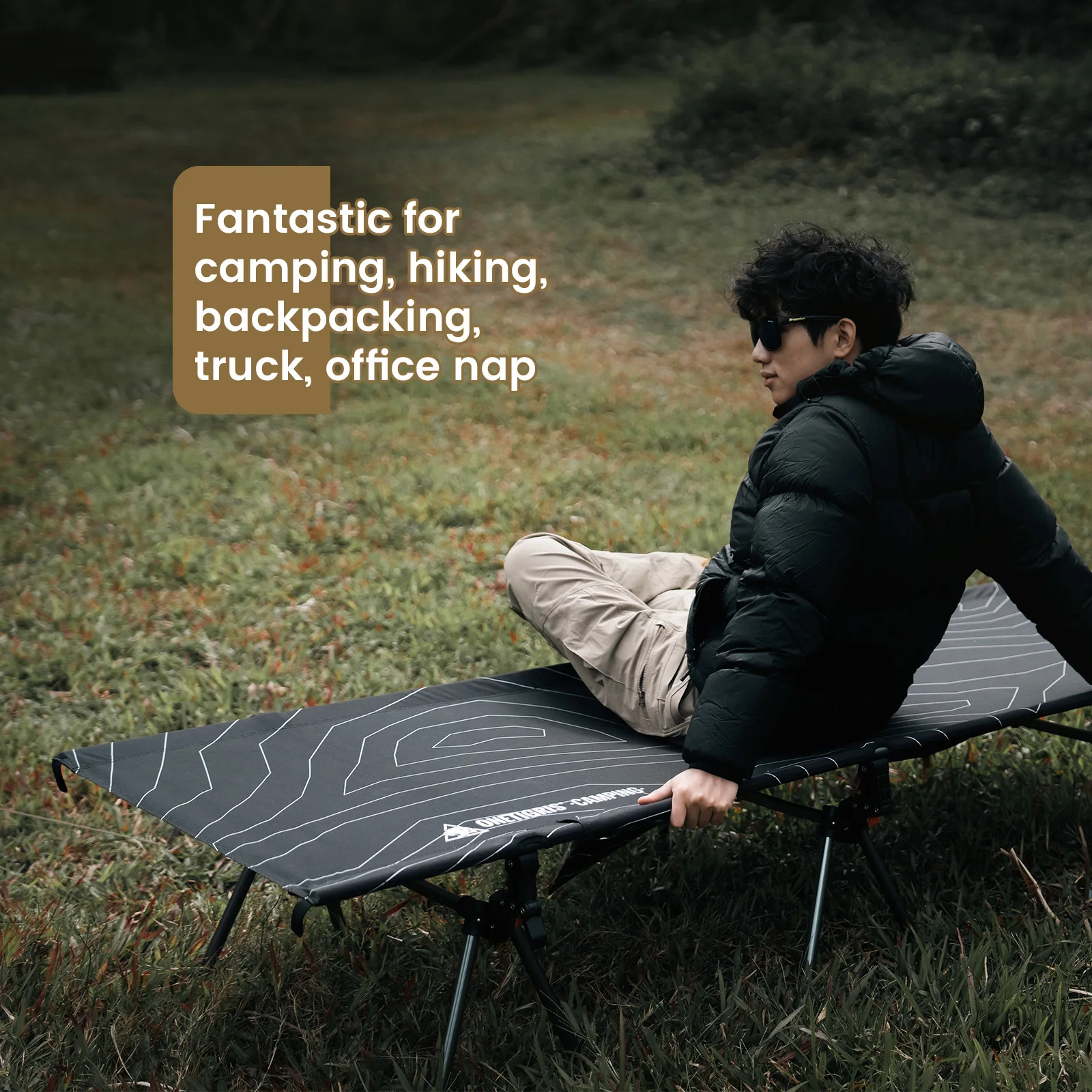 OneTigris Supranubis Camping Cot Ultralight Aluminum Alloy Folding Bed for Hiking Backpacking Travel Car Trips Sleeping Cot