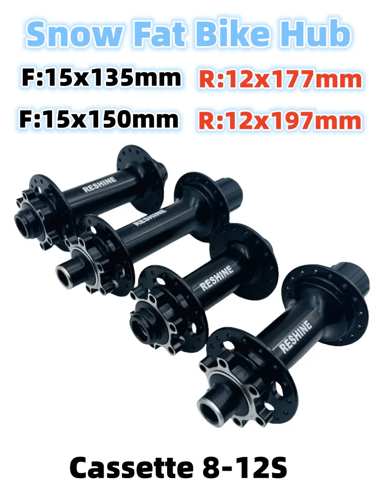 RESHINE Thru-Axle Hub Suitable for 20-26 Inch Cassette-equipped Fat-tire Snow Bikes E-bikes and Fat Bikes Bearing Hub HG Freehub