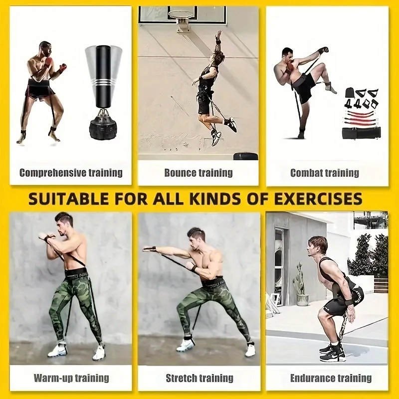 12-Piece Heavy Duty Resistance Boxing Training Set for MMA, Home Boxing & Taekwondo - Full Body Strength Equipment for Arms, Leg