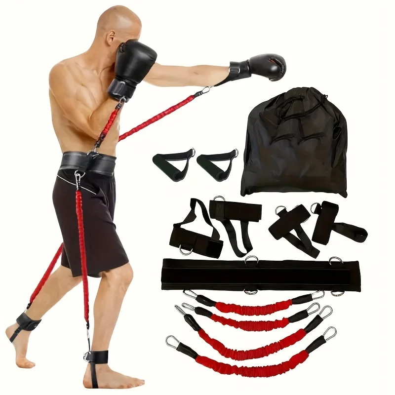 12-Piece Heavy Duty Resistance Boxing Training Set for MMA, Home Boxing & Taekwondo - Full Body Strength Equipment for Arms, Leg