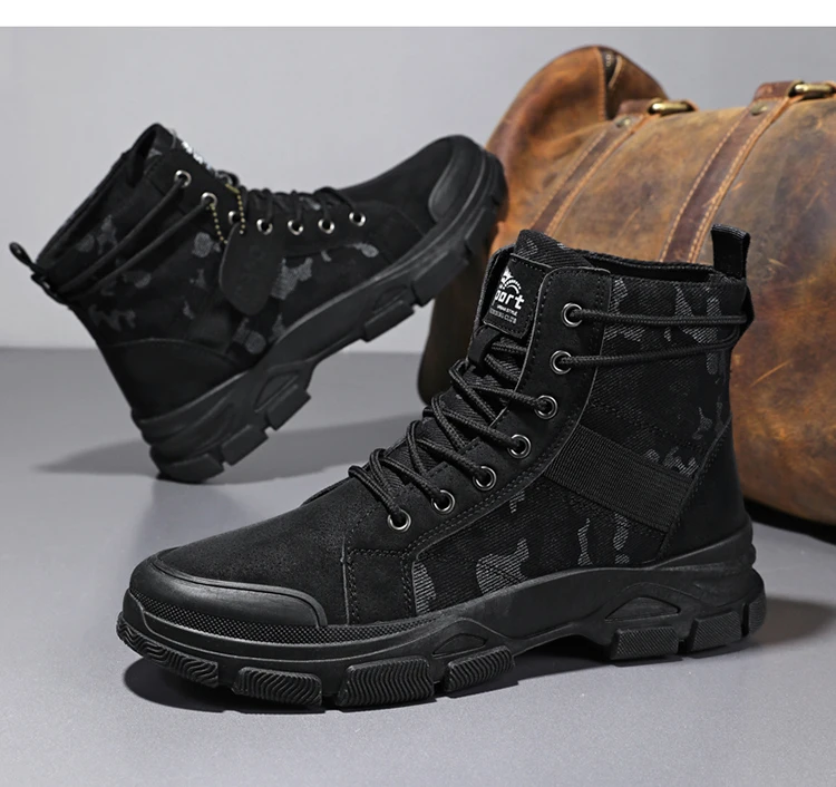 Military Boots for Men Autumn High Top Camouflage Desert Casual Flats Mens Boot Breathable Non Slip Work Shoes Zapatillas Hombre