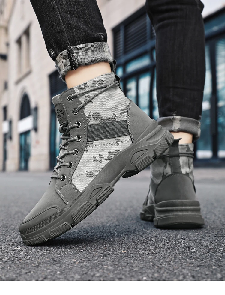 Military Boots for Men Autumn High Top Camouflage Desert Casual Flats Mens Boot Breathable Non Slip Work Shoes Zapatillas Hombre