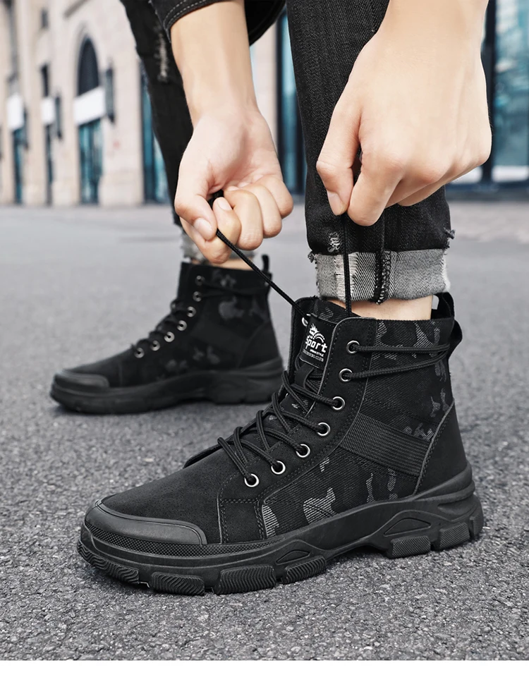 Military Boots for Men Autumn High Top Camouflage Desert Casual Flats Mens Boot Breathable Non Slip Work Shoes Zapatillas Hombre