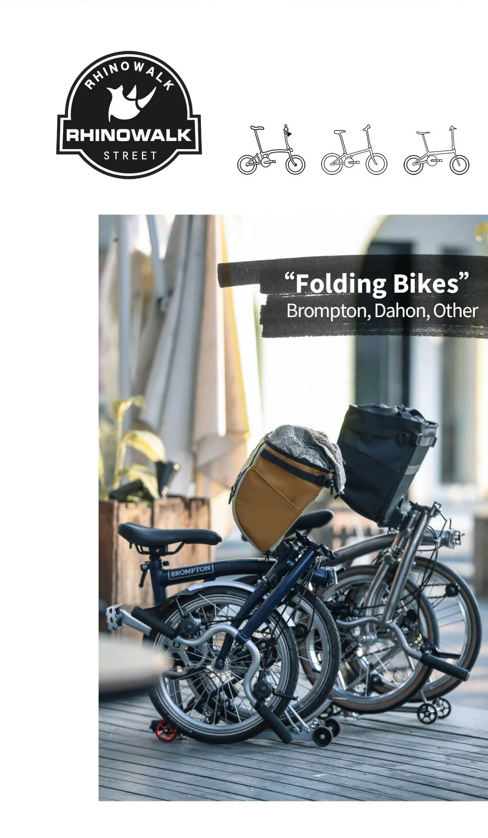 Rhinowalk Folding Bike Basket 17L/24L Handlebar Bag Pet Carrier Luggage Travel Outdoor Casual Shopping Bag For Brompton & Dahon