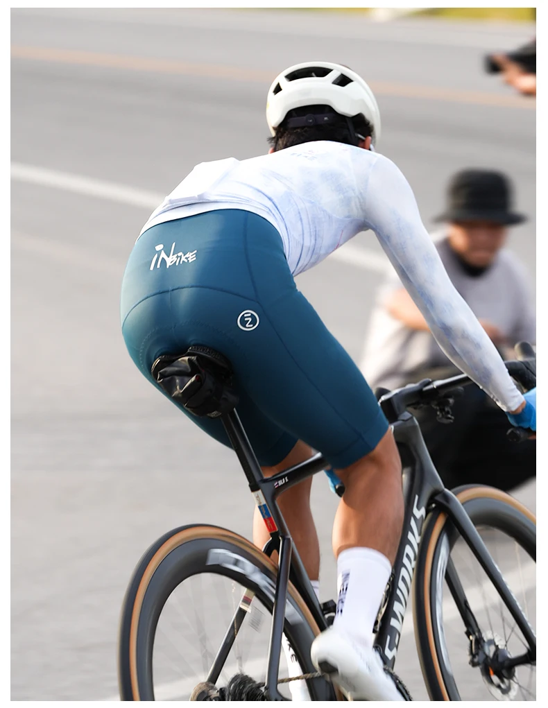 INBIKE Men's Cycling Bib Shorts with 3D High Density Sponge Padded Summer Cycling Clothing Man Breathable MTB Bibs with Pockets