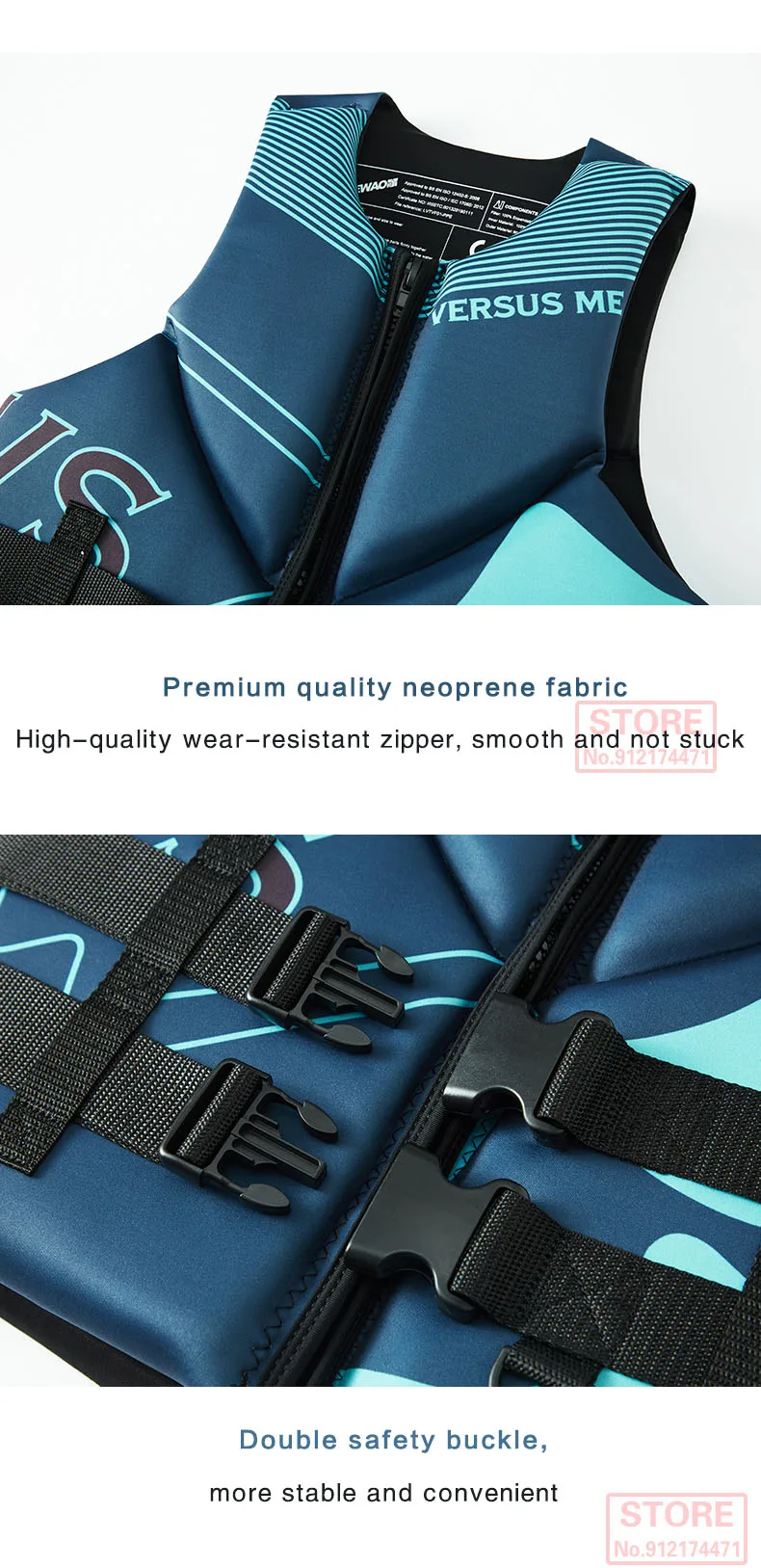 Life Jacket Adult Super Buoyancy Neoprene Life Vest Surf Raft Kayak Fishing Jet Ski Water Sport Swimming Rescue Life Jacket
