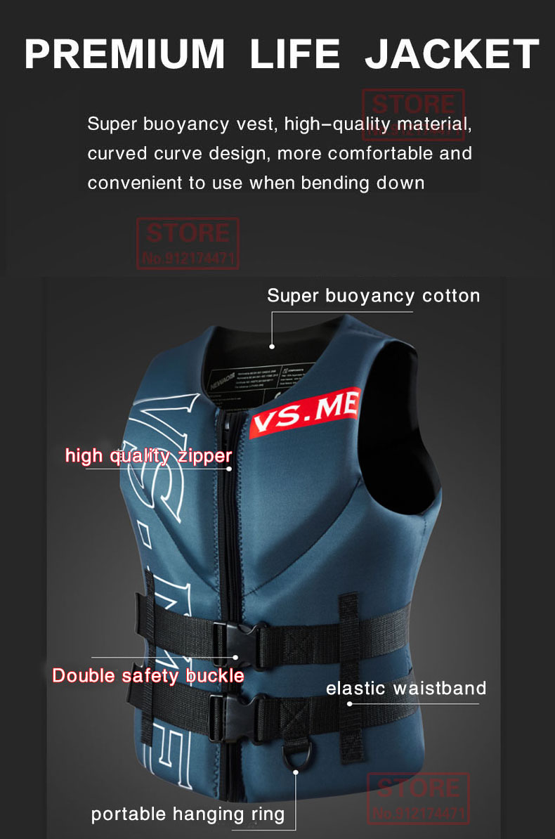 Life Jacket Adult Super Buoyancy Neoprene Life Vest Surf Raft Kayak Fishing Jet Ski Water Sport Swimming Rescue Life Jacket