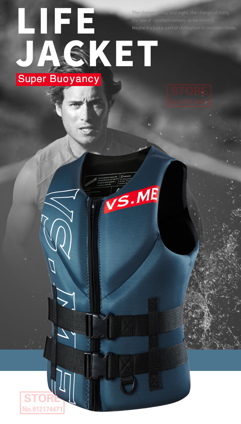 Life Jacket Adult Super Buoyancy Neoprene Life Vest Surf Raft Kayak Fishing Jet Ski Water Sport Swimming Rescue Life Jacket