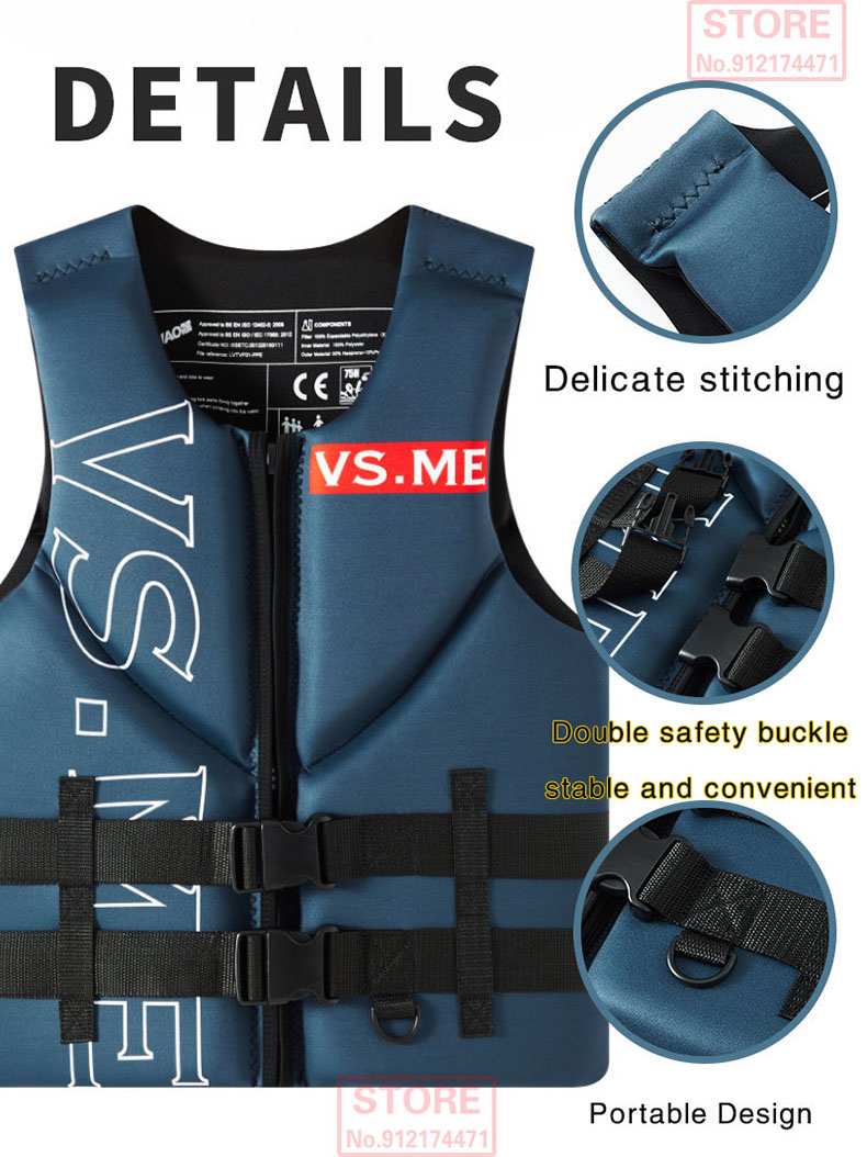 Life Jacket Adult Super Buoyancy Neoprene Life Vest Surf Raft Kayak Fishing Jet Ski Water Sport Swimming Rescue Life Jacket