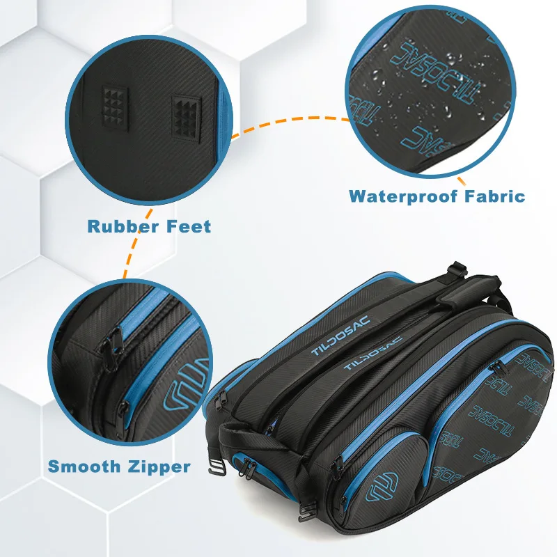 Detachable Pickleball Padel Bag Men Women Insulated Shoes Compartment Pickleball Paddles Racket Backpack Outdoor Gym Sport Bags