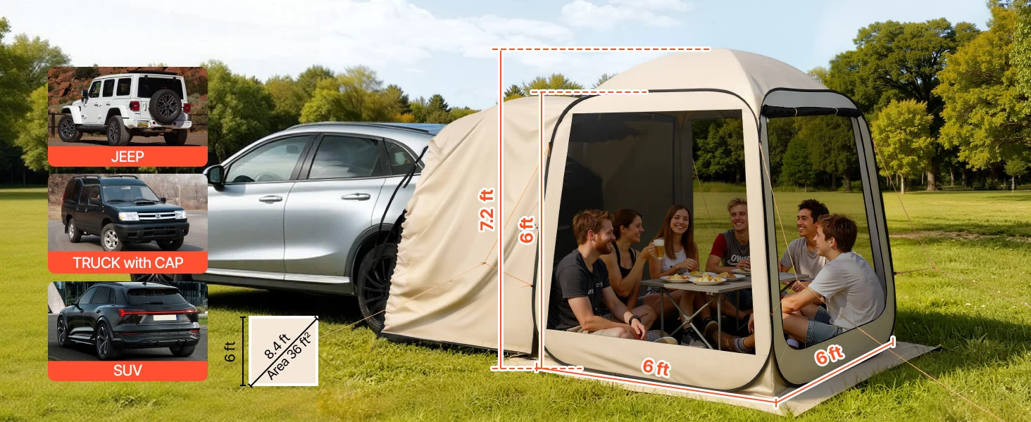 SucceBuy Screen House Tent Portable Screened in Canopy with Carry Bag Netting Sides for Car Camping Backyard Outdoor Activities