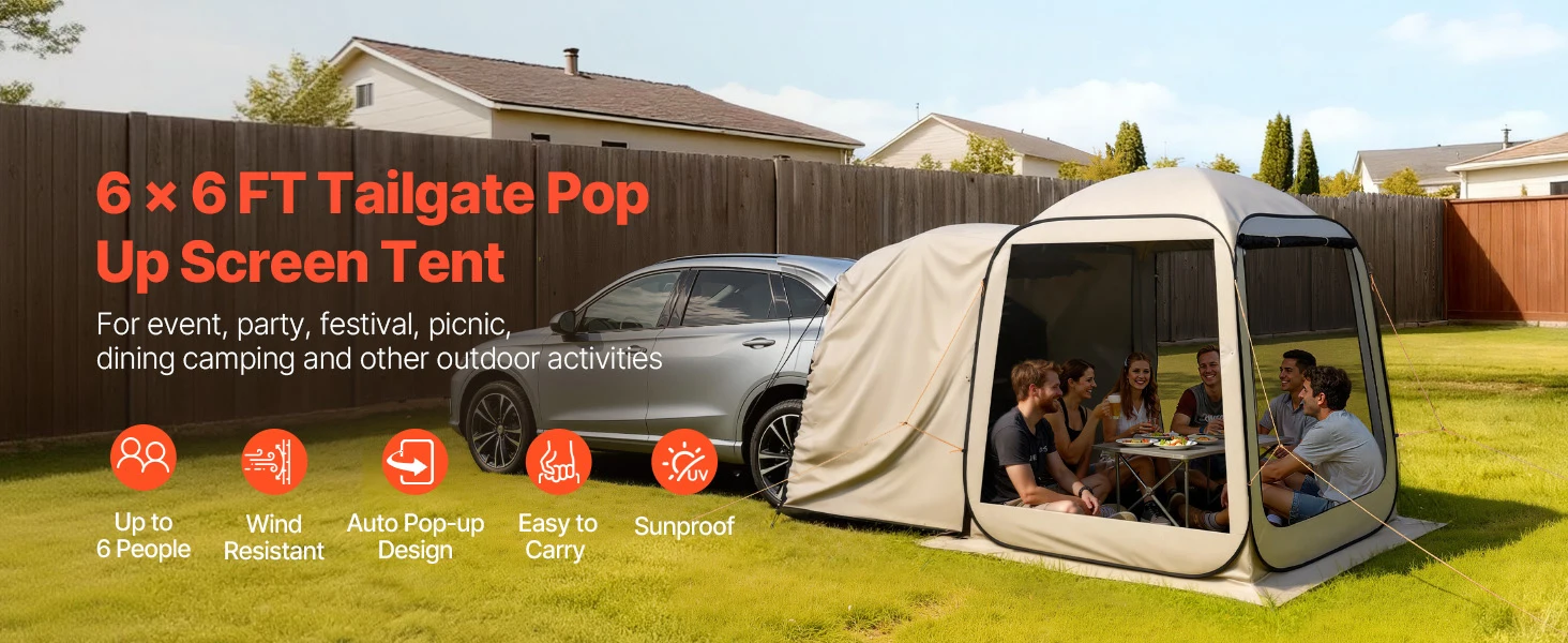 SucceBuy Screen House Tent Portable Screened in Canopy with Carry Bag Netting Sides for Car Camping Backyard Outdoor Activities
