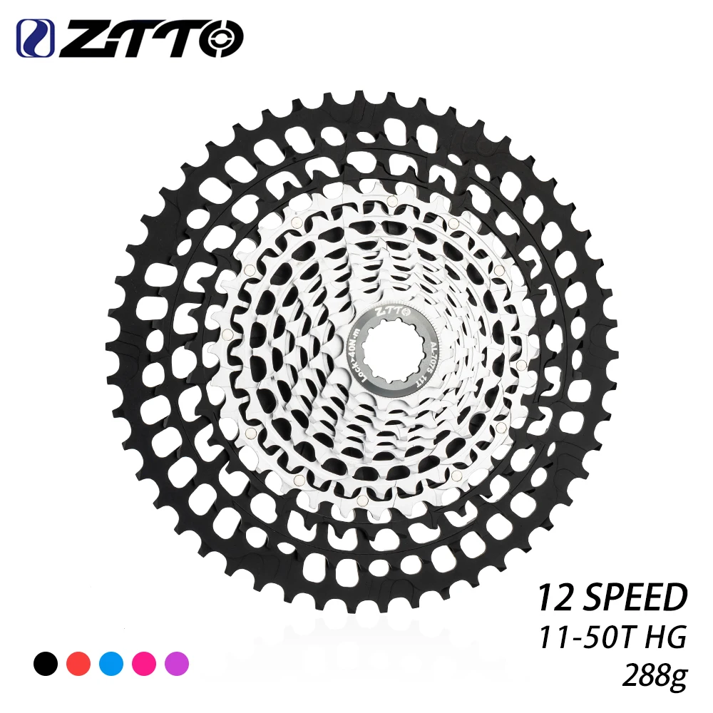 ZTTO Ultralight MTB HG Cassette 12S 276g-299g 11-46T 11-50T 11-51T Black-Silver CNC SLR3 12 Speed K7 Sprocket