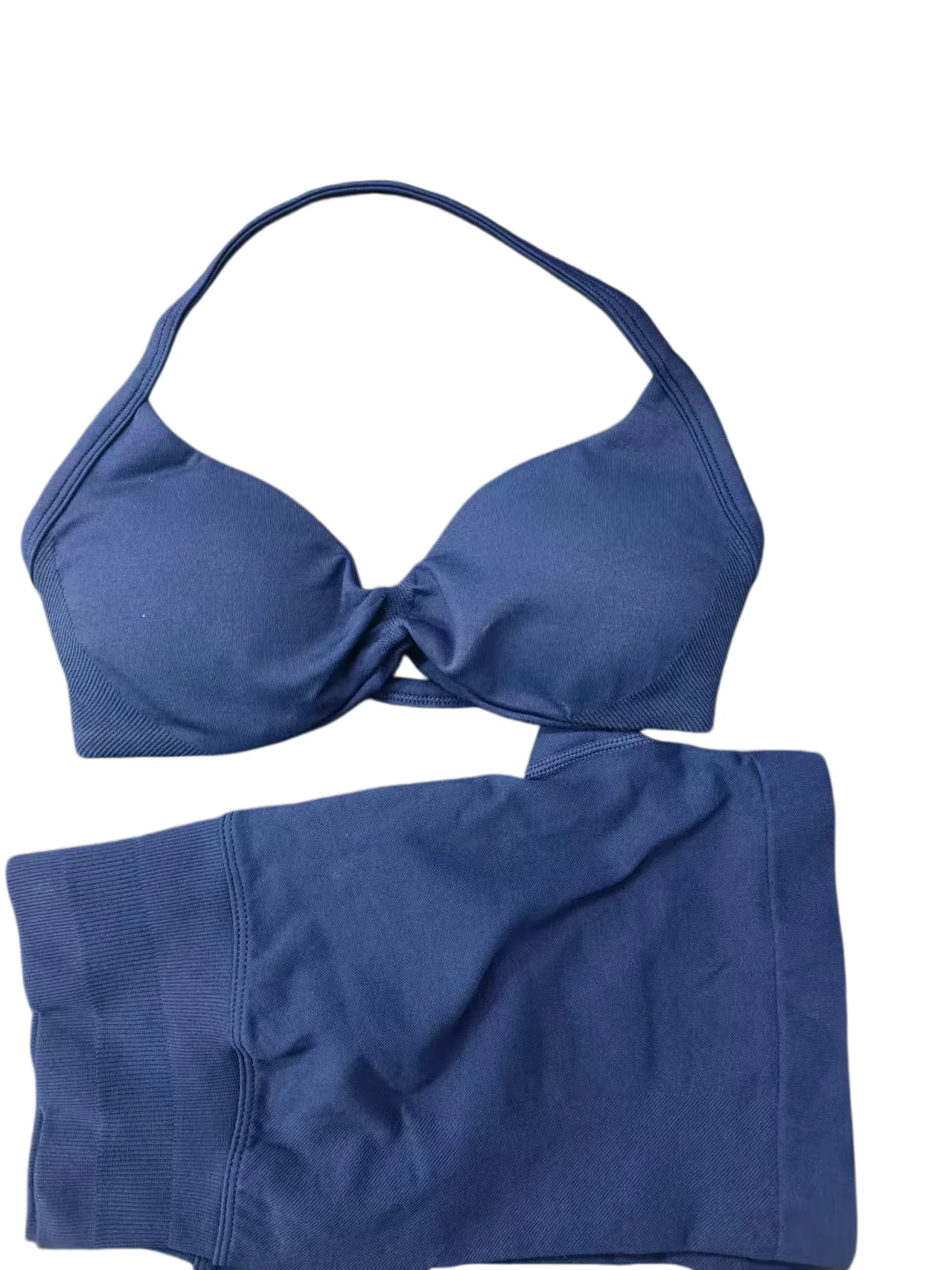 yoga Womens 2 Piece Yoga Set Strappy Seamless Sports Bra and High Waist Scrunch Shorts for Gym Workout and Fitness Training