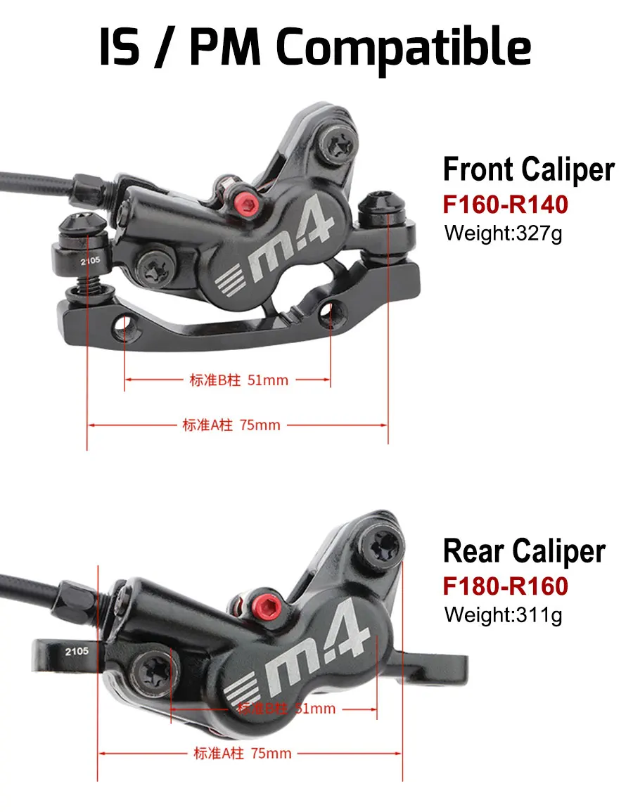 Oil Pressure Brake Lever Caliper Front Rear Alloy Mountain Bike Parts 4 Piston MTB Bicycle Hydraulic Disc Brake Set
