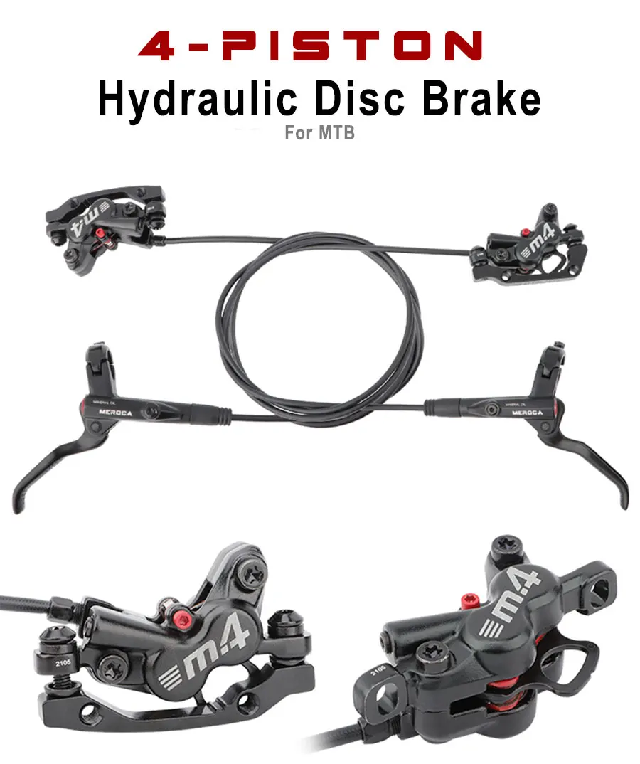 Oil Pressure Brake Lever Caliper Front Rear Alloy Mountain Bike Parts 4 Piston MTB Bicycle Hydraulic Disc Brake Set