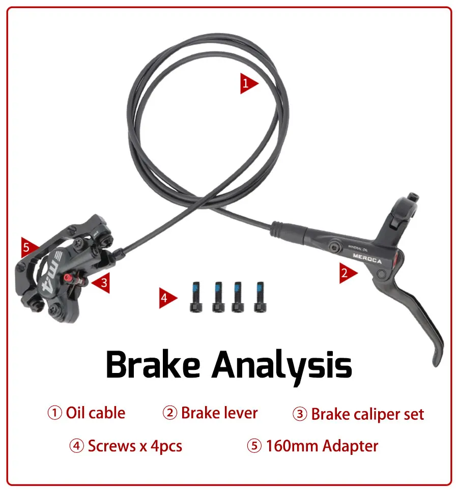 Oil Pressure Brake Lever Caliper Front Rear Alloy Mountain Bike Parts 4 Piston MTB Bicycle Hydraulic Disc Brake Set