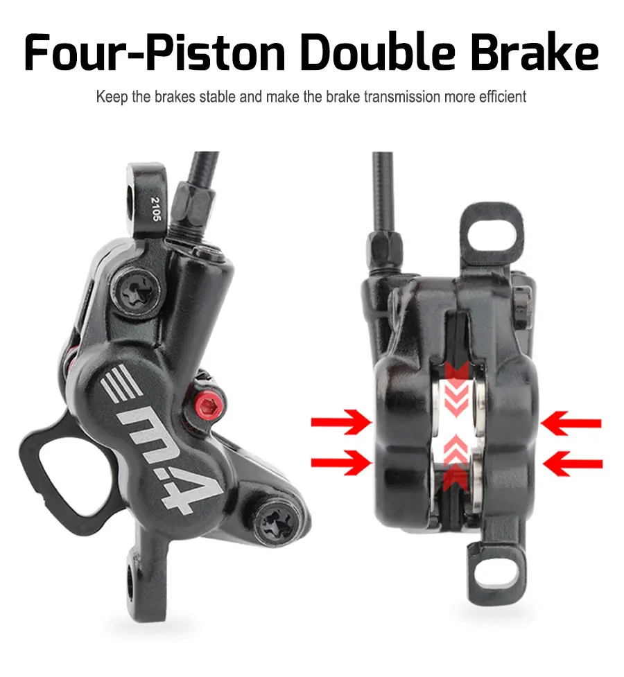 Oil Pressure Brake Lever Caliper Front Rear Alloy Mountain Bike Parts 4 Piston MTB Bicycle Hydraulic Disc Brake Set