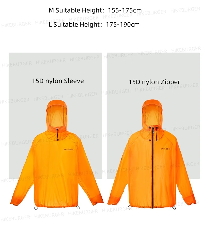 3F UL GEAR QingSuo Spilt Rain Poncho Outdoor Ultralight Sleeve Rain Coats 15D Nylon Waterproof Hiking Cycling Mountaineering