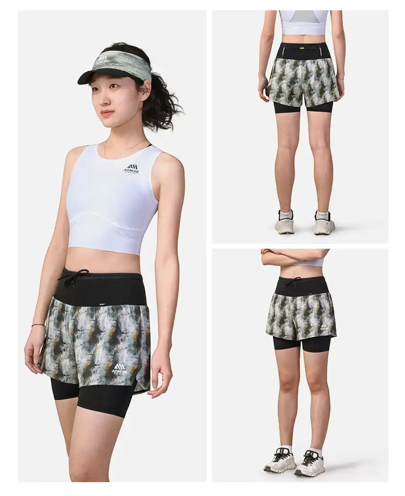 AONIJIE FW6257 Women's Shorts Trail Running Waist Bag Pants Breathable Lightweight Extended Liner for Outdoor Hiking Fitness