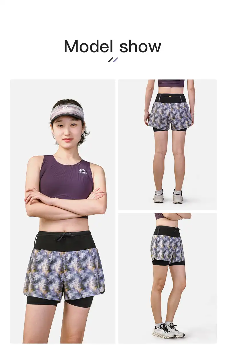 AONIJIE FW6257 Women's Shorts Trail Running Waist Bag Pants Breathable Lightweight Extended Liner for Outdoor Hiking Fitness