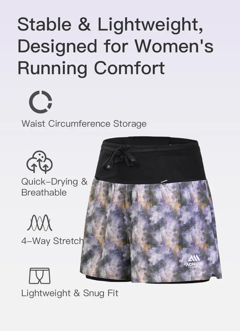 AONIJIE FW6257 Women's Shorts Trail Running Waist Bag Pants Breathable Lightweight Extended Liner for Outdoor Hiking Fitness