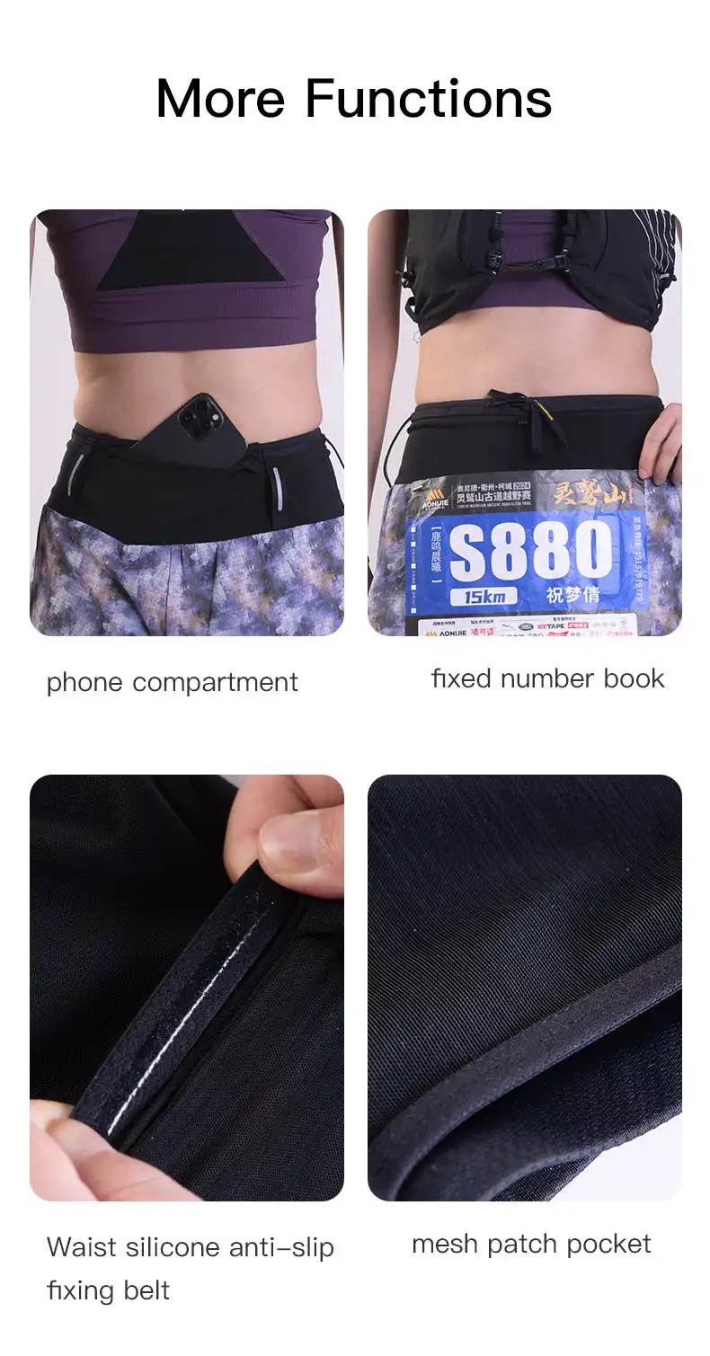 AONIJIE FW6257 Women's Shorts Trail Running Waist Bag Pants Breathable Lightweight Extended Liner for Outdoor Hiking Fitness
