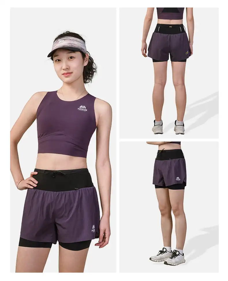 AONIJIE FW6257 Women's Shorts Trail Running Waist Bag Pants Breathable Lightweight Extended Liner for Outdoor Hiking Fitness
