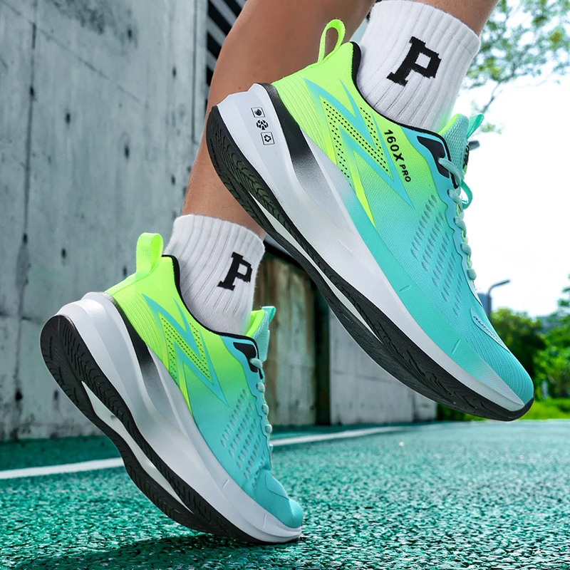 Brand Men's Carbon Plate Running Shoes Soft Cushion Shock Absorbing Sports Shoes Unisex Sneakers Light Anti-Slip Training Shoes