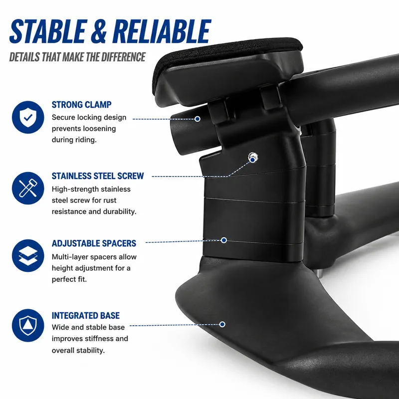 No Logo Aero Carbon Fiber Triathlon Bicycle Handlebar TT Bar HB095 15-Degree Angle Suitable for Left Or Right Arm Use