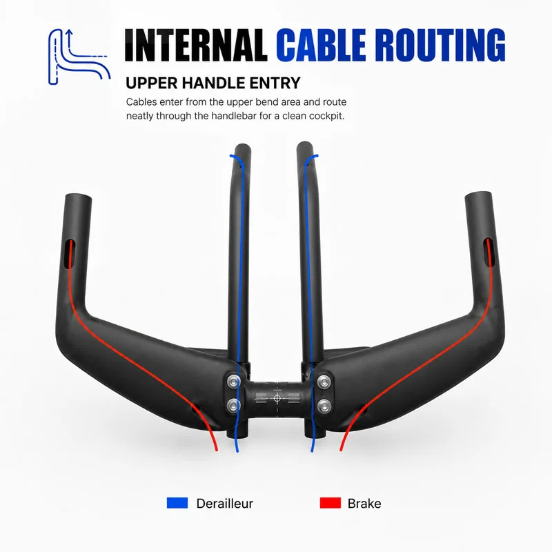 No Logo Aero Carbon Fiber Triathlon Bicycle Handlebar TT Bar HB095 15-Degree Angle Suitable for Left Or Right Arm Use