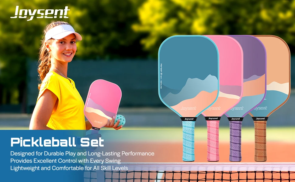 Joysent Fiberglass Pickleball Paddle Set 13mm Honeycomb Core For Men Women Beginners With 2 Rackets 4 Balls And 2 Sweatbands