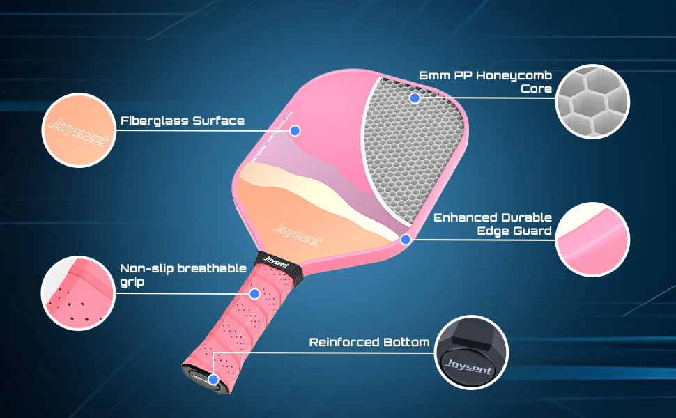 Joysent Fiberglass Pickleball Paddle Set 13mm Honeycomb Core For Men Women Beginners With 2 Rackets 4 Balls And 2 Sweatbands