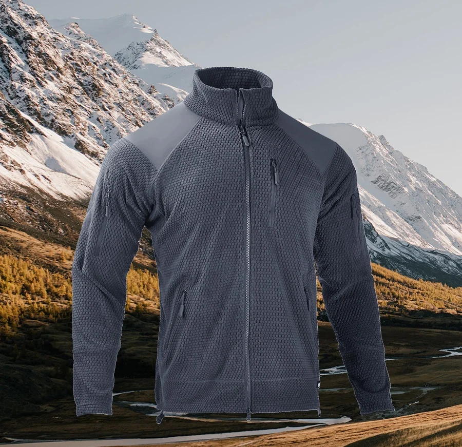 Men's Fleece Jacket Autumn Winter Warm Stand Collar Sweater Coat Liner Outdoor Sports Hiking Tactical Jacket Climbing Clothing