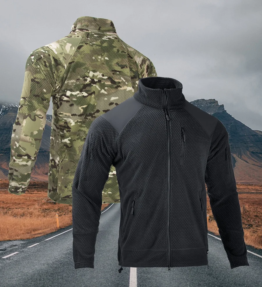 Men's Fleece Jacket Autumn Winter Warm Stand Collar Sweater Coat Liner Outdoor Sports Hiking Tactical Jacket Climbing Clothing