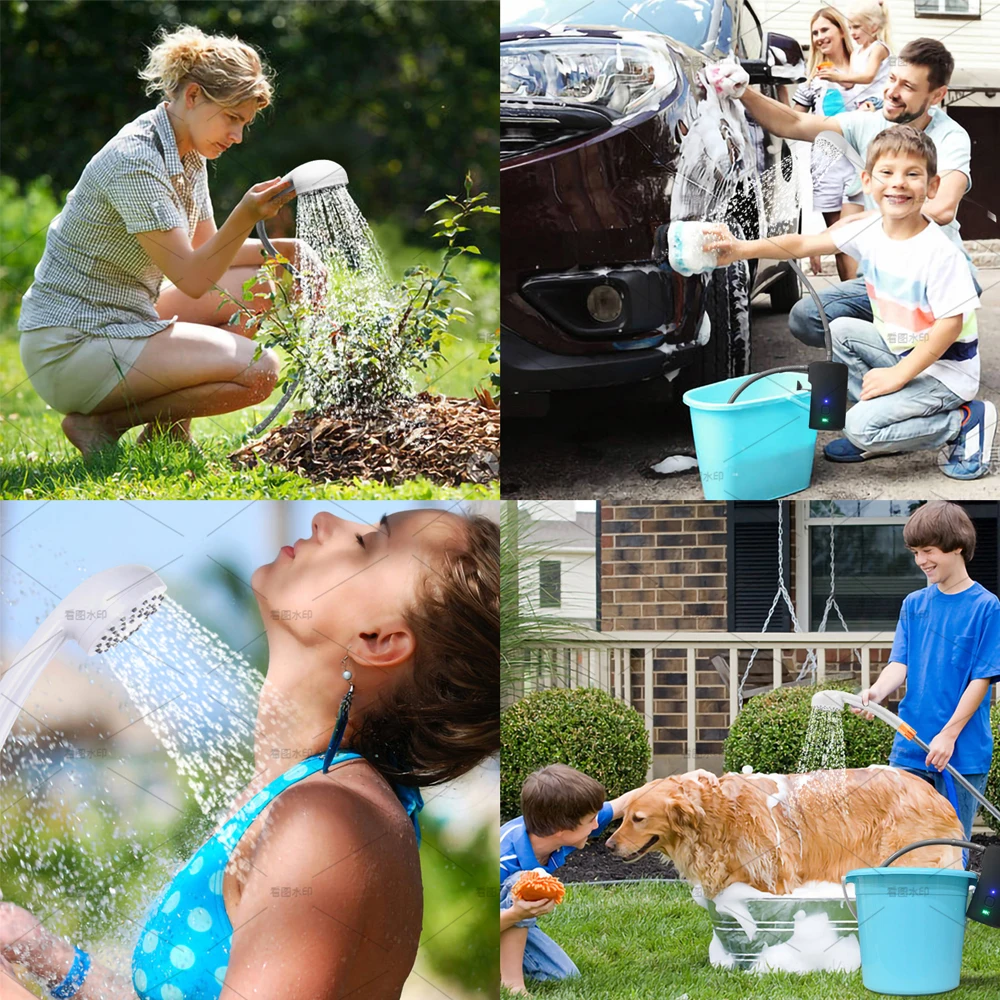 Portable Electric Camping Shower Rechargeable Waterproof Shower Pump For Outdoor Hiking Swimming Climbing Pet Car Clean