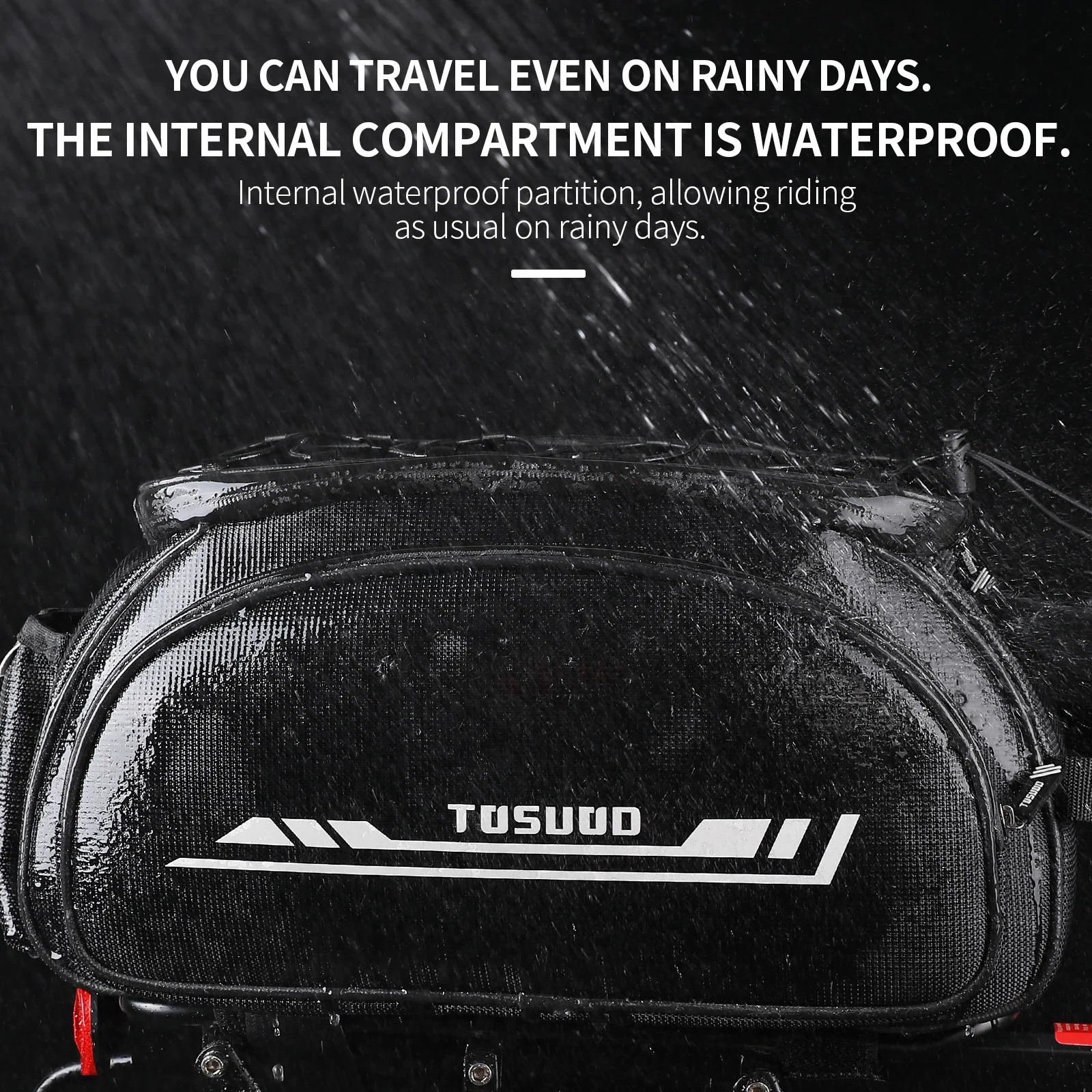 TOSUOD Bicycle Rear Pannier Bag Outdoor Waterproof Bicycle Bag 13L Large Capacity Mountain Bike Bag Bike Accessories