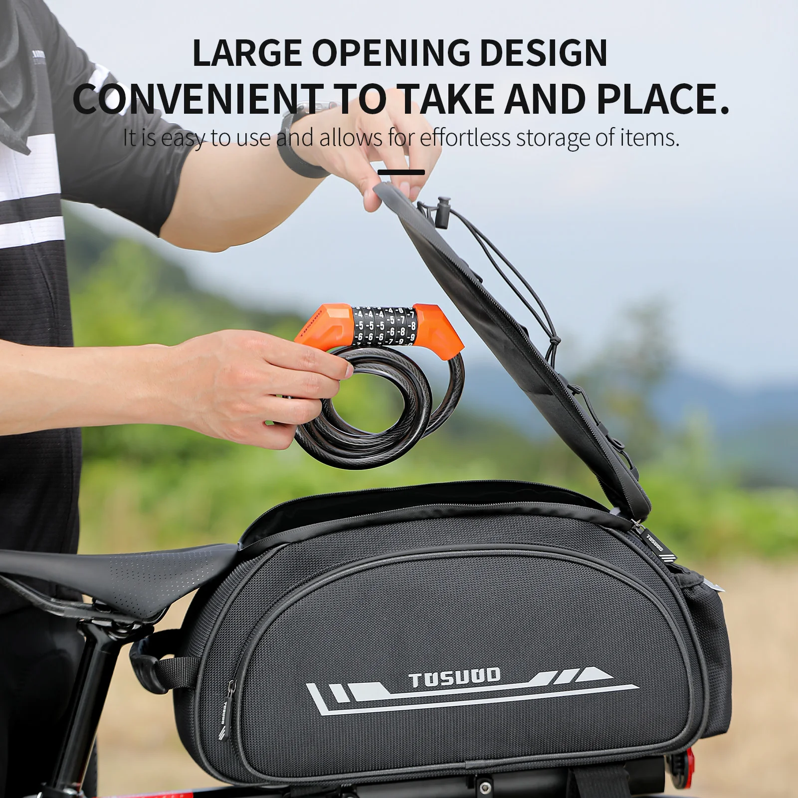 TOSUOD Bicycle Rear Pannier Bag Outdoor Waterproof Bicycle Bag 13L Large Capacity Mountain Bike Bag Bike Accessories