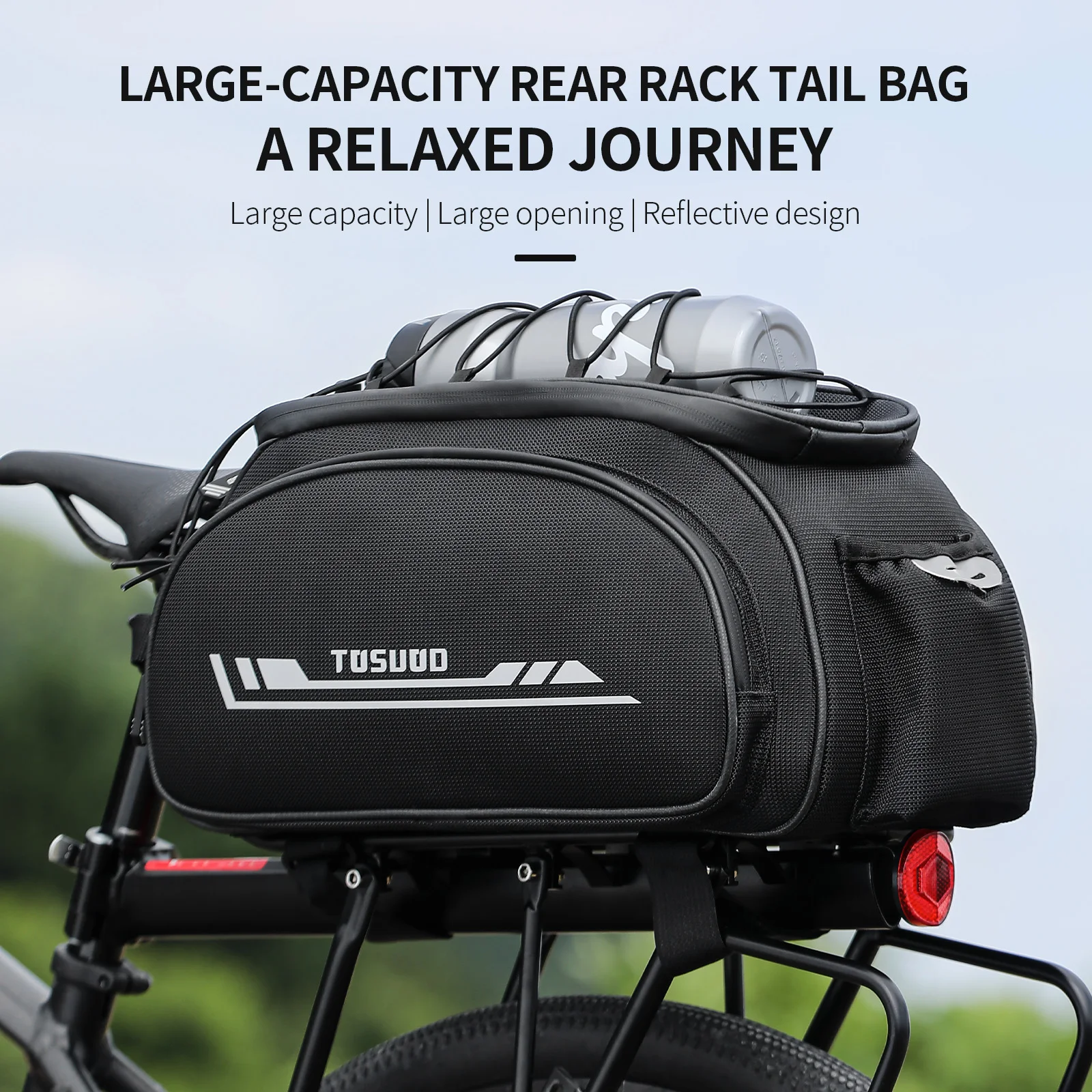 TOSUOD Bicycle Rear Pannier Bag Outdoor Waterproof Bicycle Bag 13L Large Capacity Mountain Bike Bag Bike Accessories