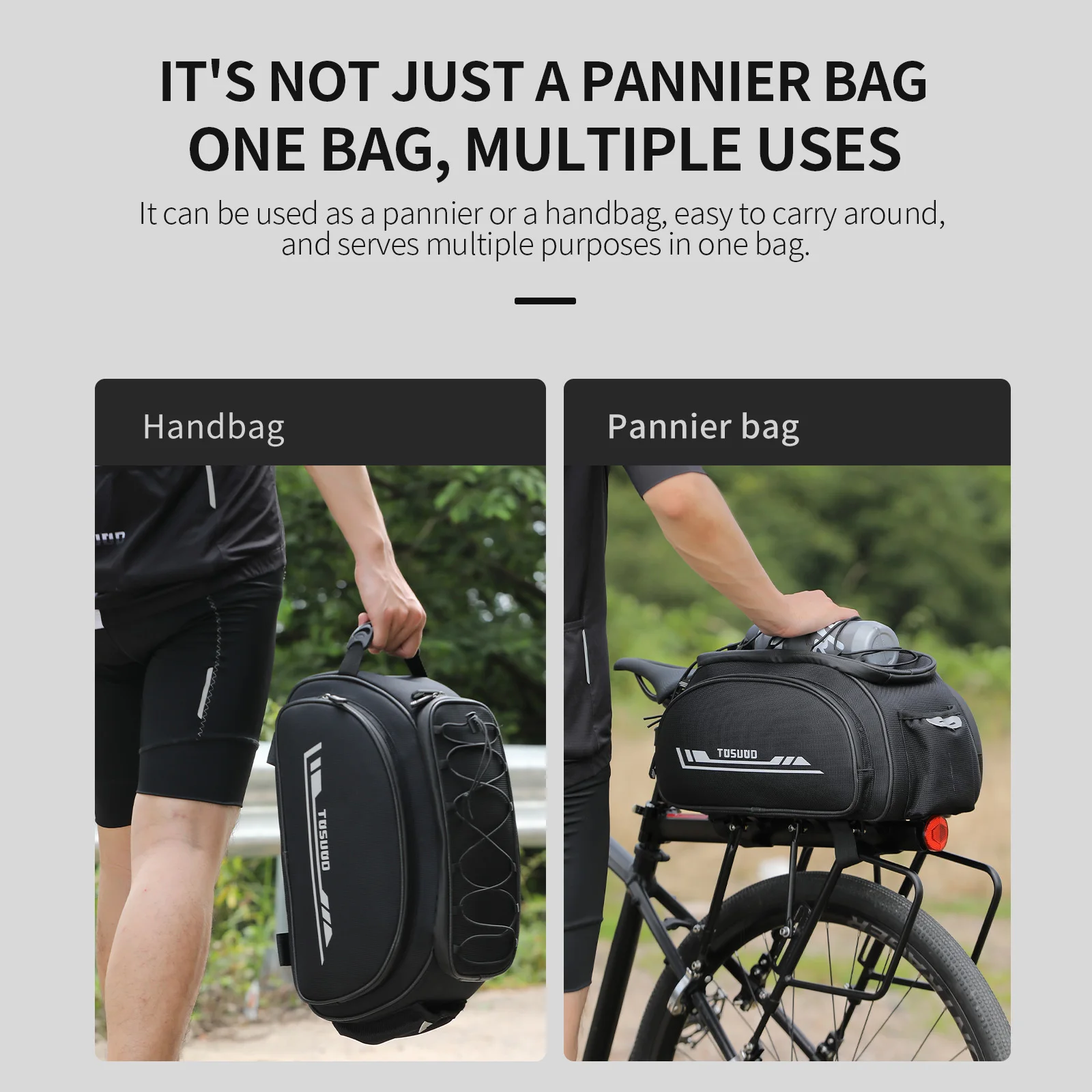 TOSUOD Bicycle Rear Pannier Bag Outdoor Waterproof Bicycle Bag 13L Large Capacity Mountain Bike Bag Bike Accessories