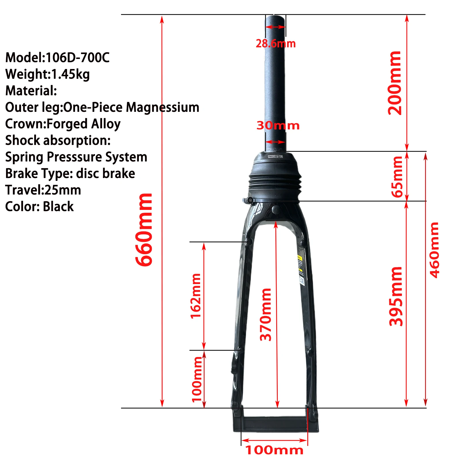 ZOOM Bicycle Fork Mountain MTB Road City Bike Fork Double Shoulder aluminium alloy Shock Absorber Front Fork 20inch Disk Brake