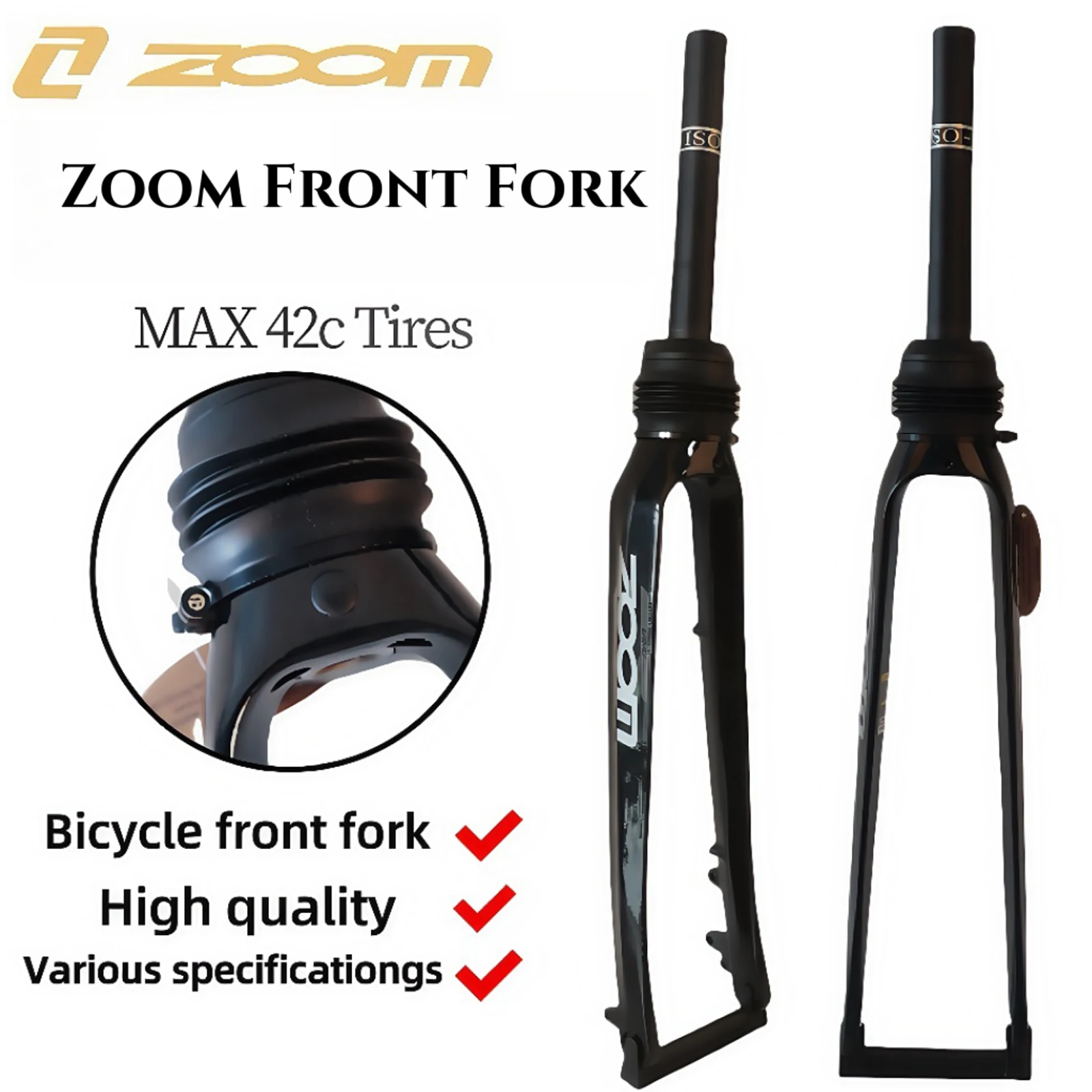 ZOOM Bicycle Fork Mountain MTB Road City Bike Fork Double Shoulder aluminium alloy Shock Absorber Front Fork 20inch Disk Brake