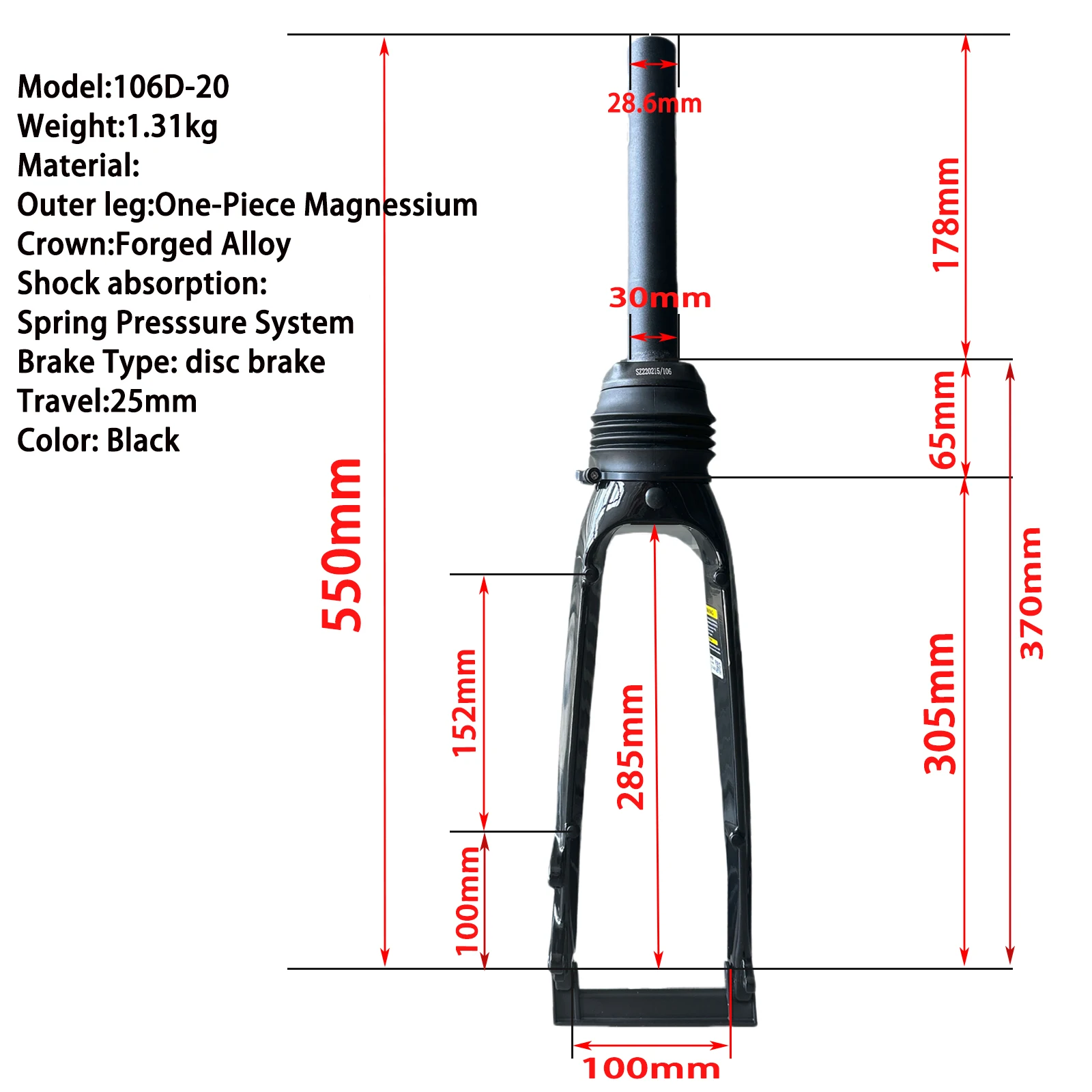 ZOOM Bicycle Fork Mountain MTB Road City Bike Fork Double Shoulder aluminium alloy Shock Absorber Front Fork 20inch Disk Brake